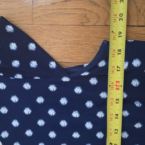 LIZ CLAIBORNE WOMENS BLUE & WHITE SYMMETRICAL SMALL CAP SLEEVES DRESS SIZE LARGE - Picture 7 of 12